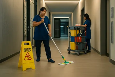 Curatarea unui hol de birou