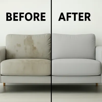 O canapea pe jumatate curatata